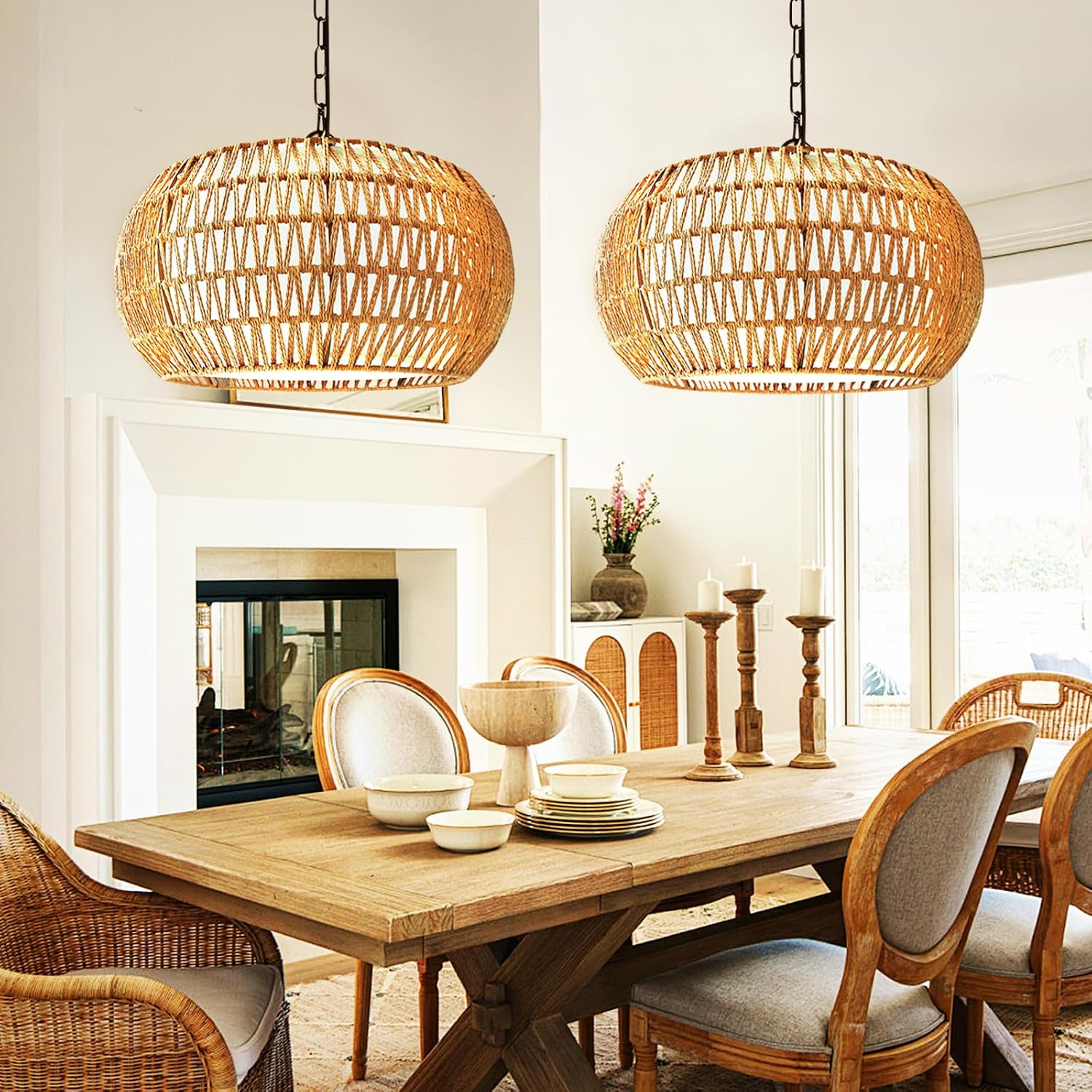 Rattan Woven Pendants