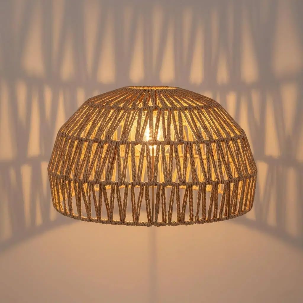 Boho Rattan Replacement Pendant Lamp Shade