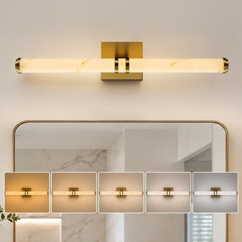5CCT Gold Faux Marble Bathroom Vanity Light