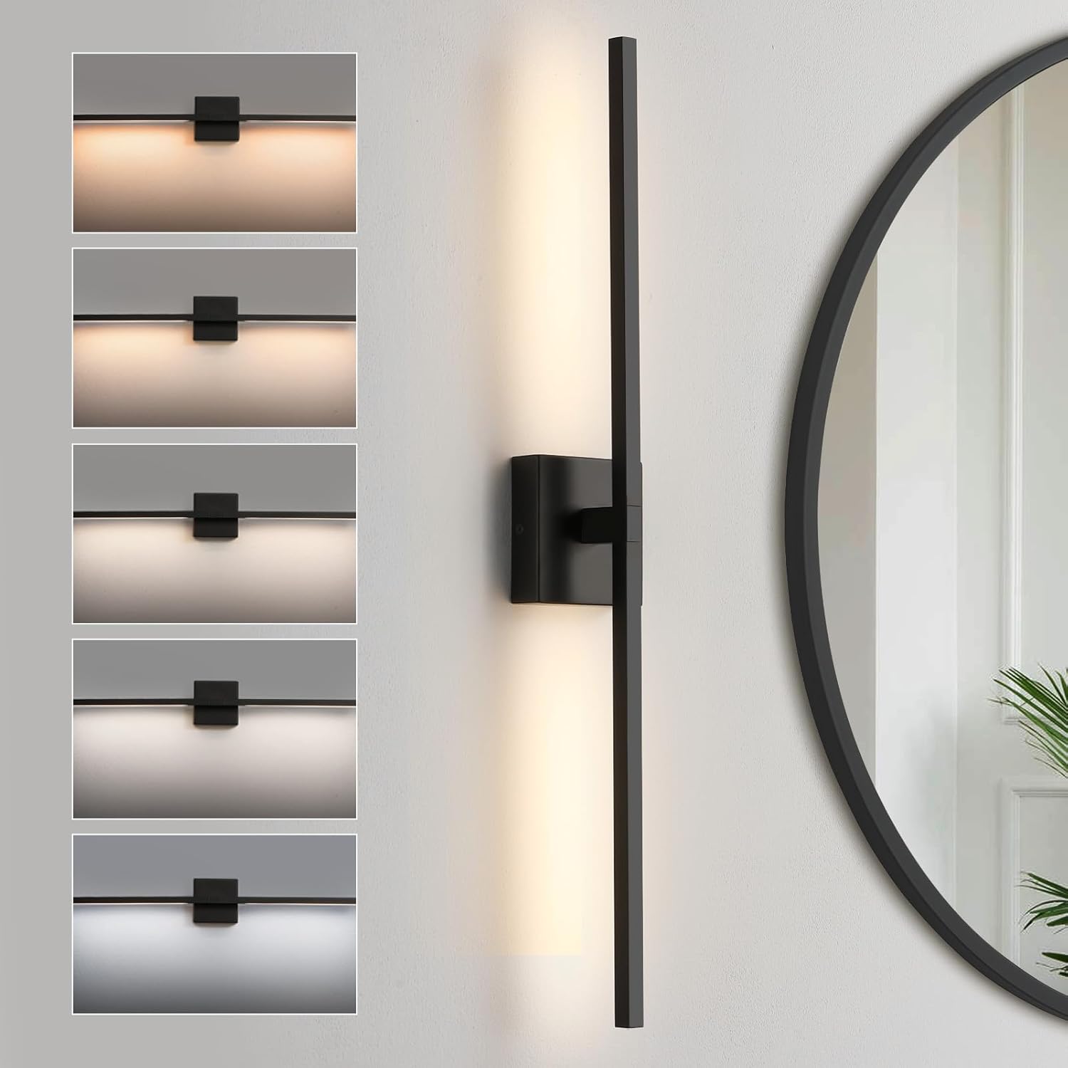 5CCT Dimmable Rotatable Black Vanity Light