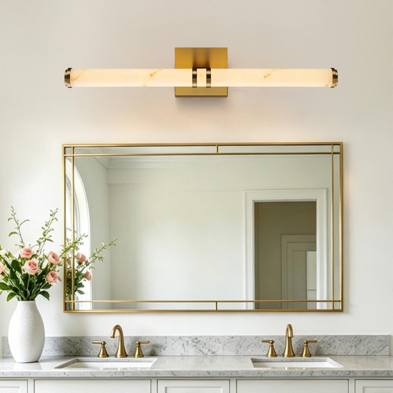 5CCT Gold Faux Marble Bathroom Vanity Light