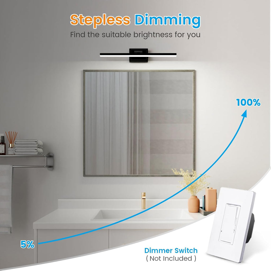 Dimmable 5CCT Black Rotatable Vanity Light