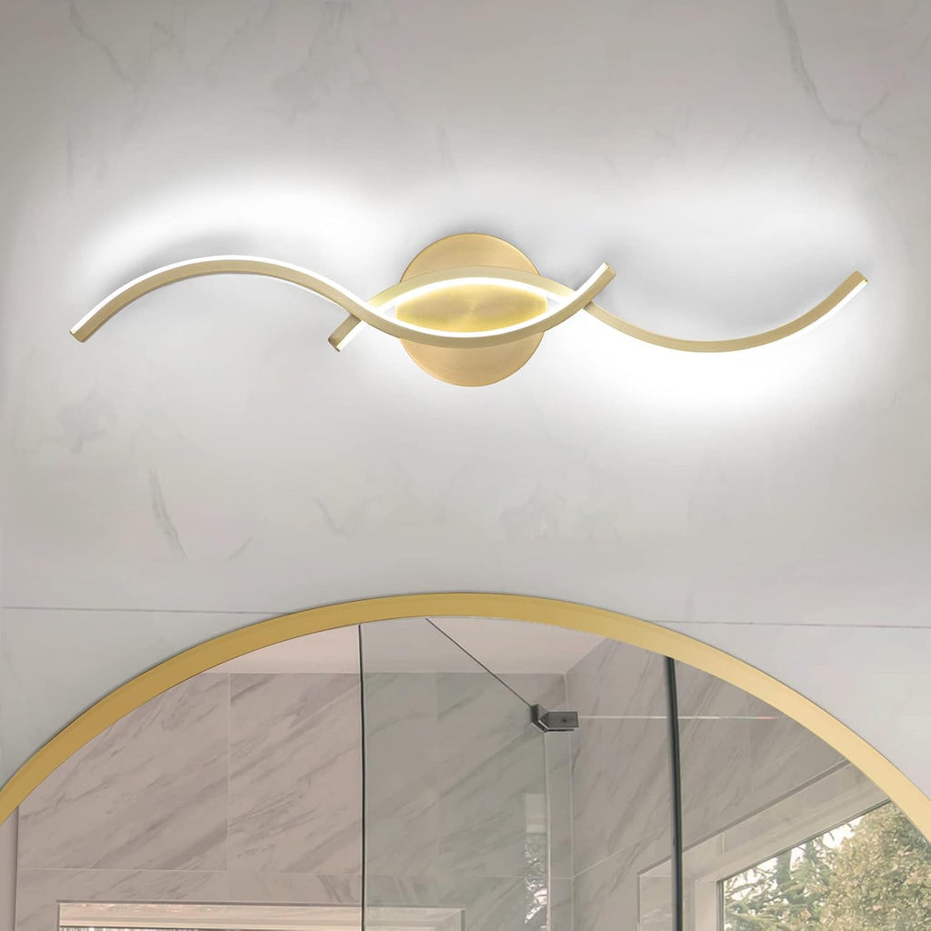 Dimmable Gold Wave LED Bathroom Vanity Light