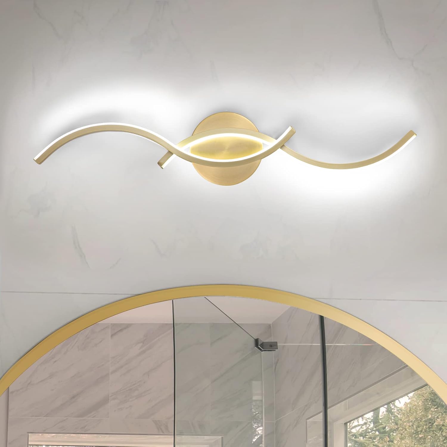 Dimmable Gold Wave LED Bathroom Vanity Light