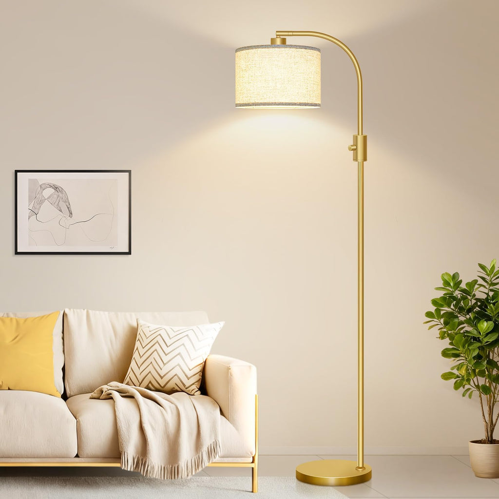 Dimmable Arc LED Linen Shade Floor Lamp