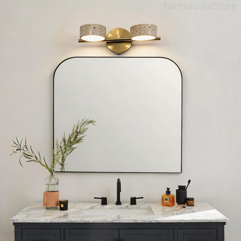Rotatable Gold Travertine Bathroom Vanity Light