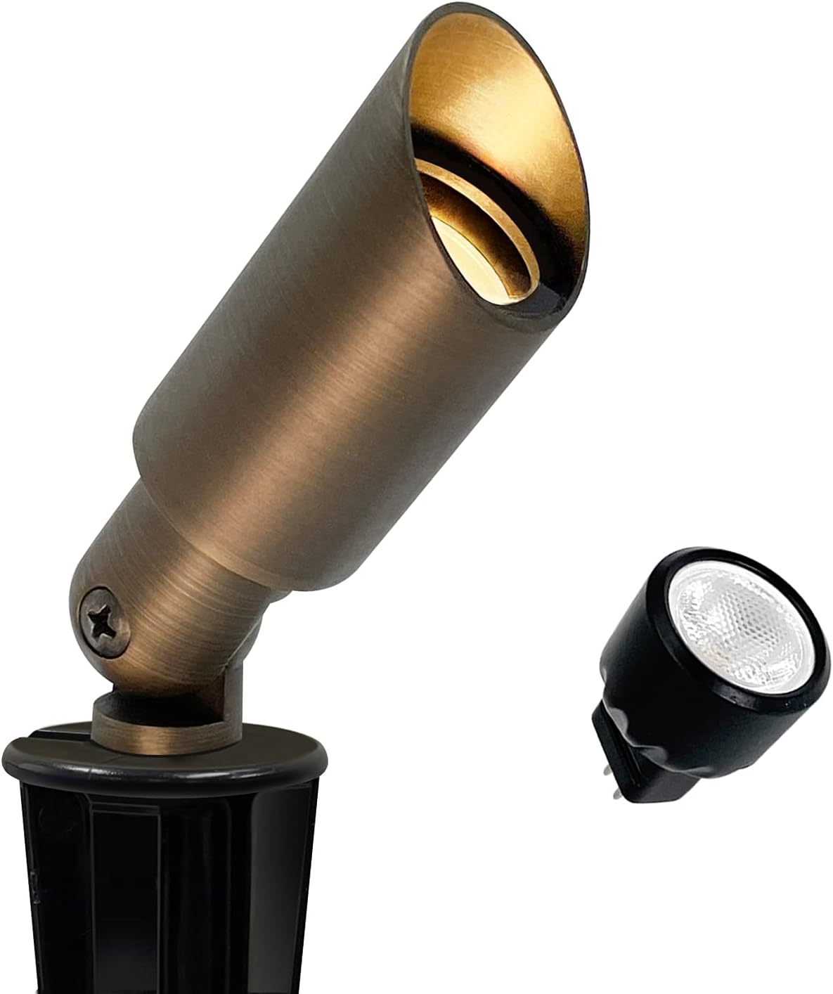 Brass Low Voltage Warm White Garden Spotlight