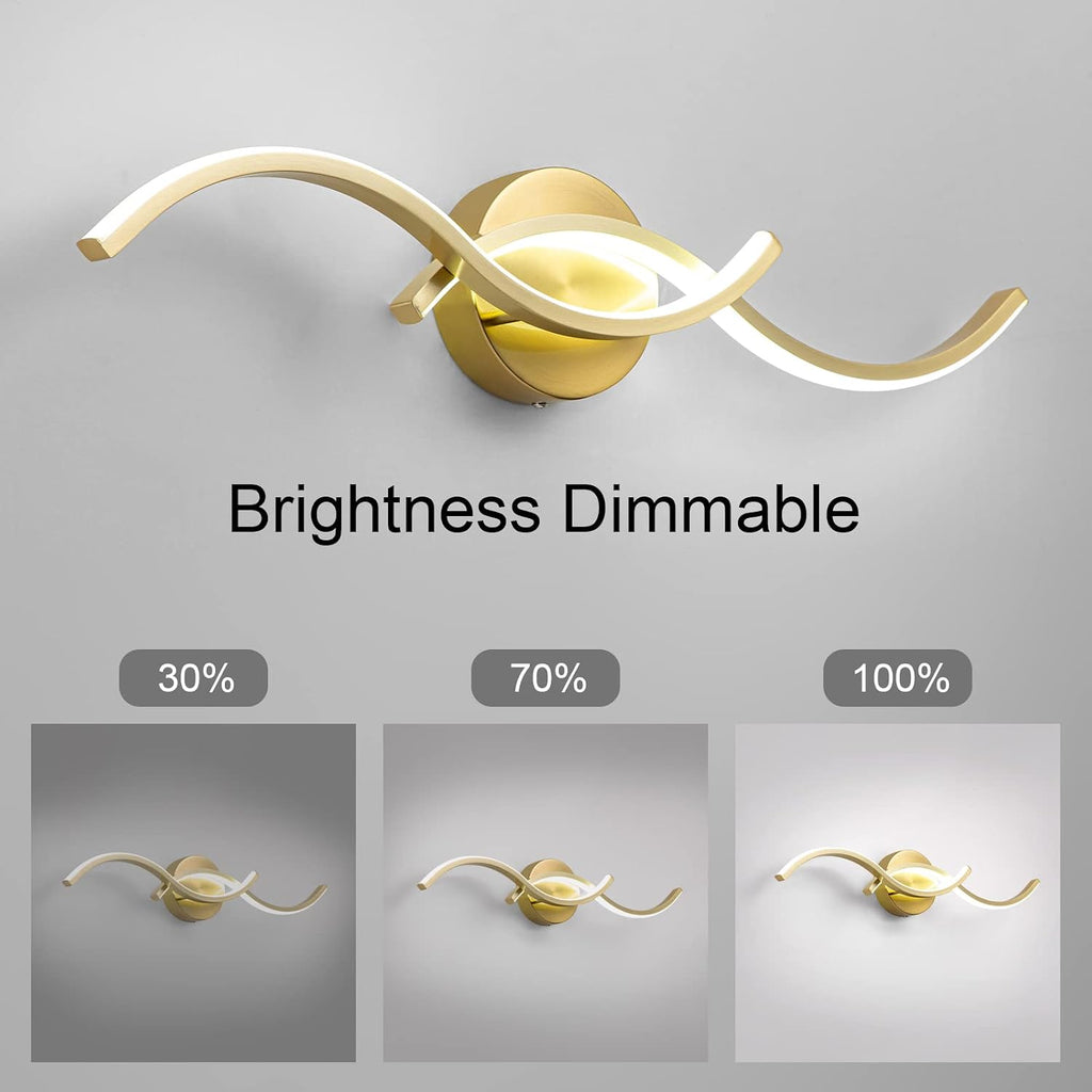 Dimmable Gold Wave LED Bathroom Vanity Light