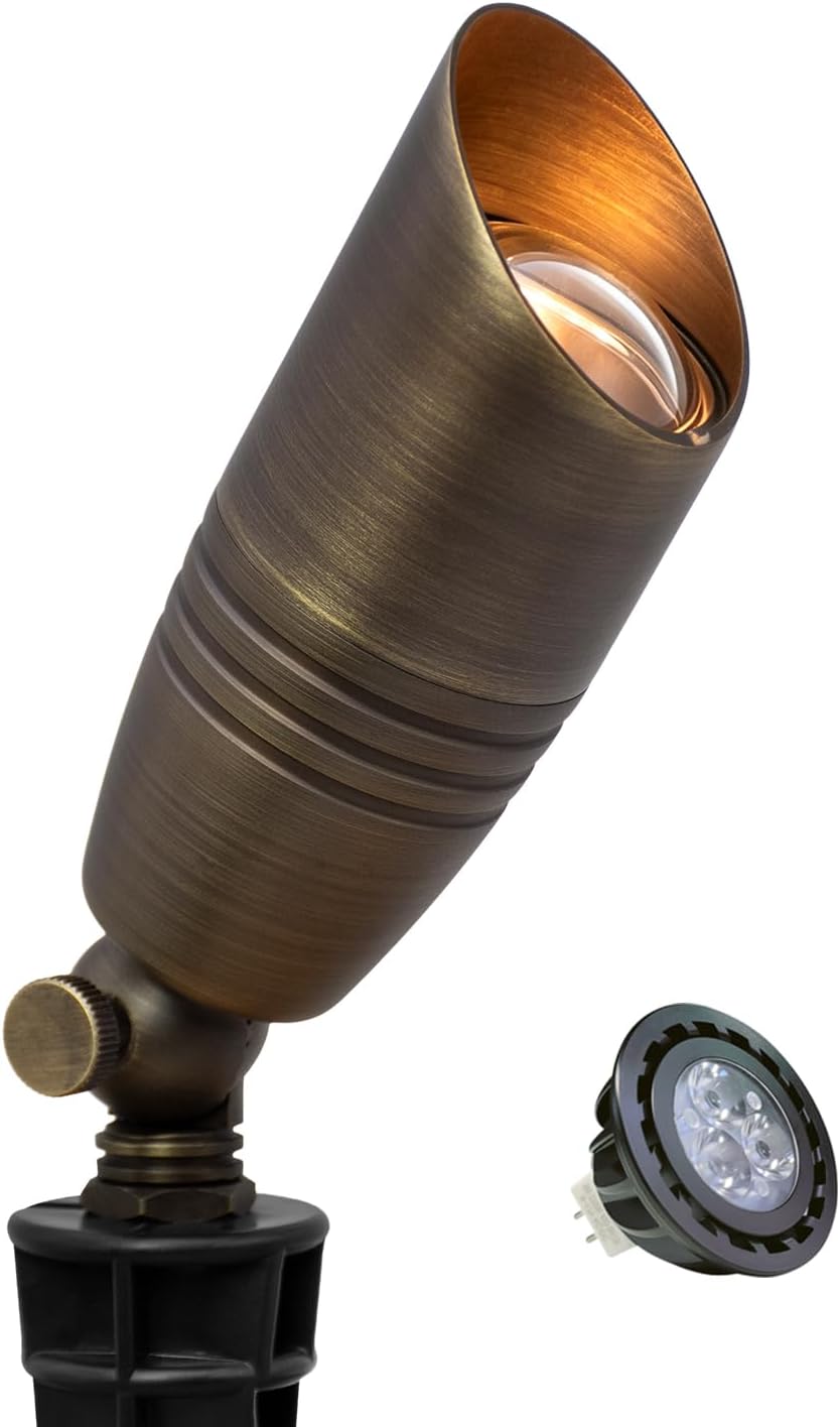 Low Voltage Brass LED Garden Spotlights