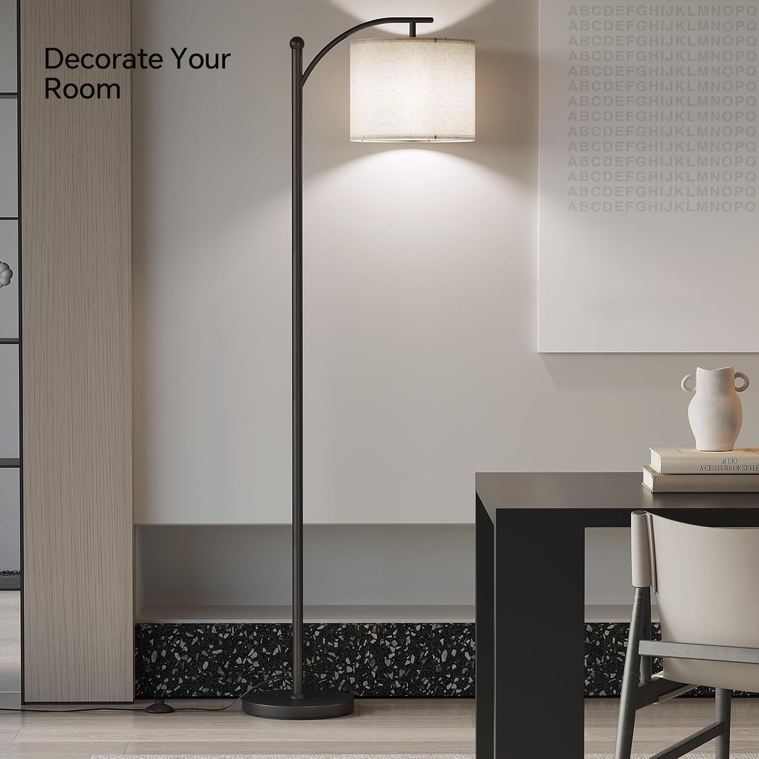 3CCT Black Adjustable Arc Floor Lamp