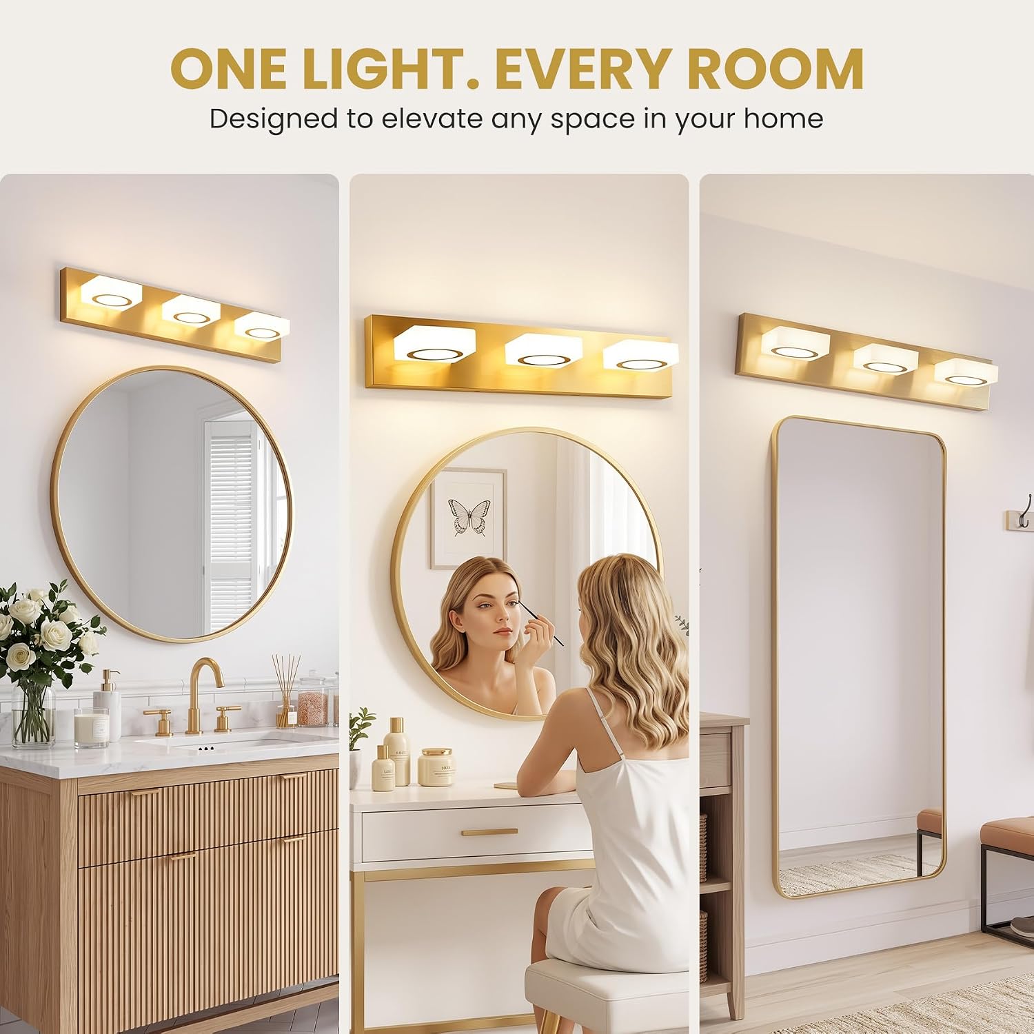 5CCT Brushed Gold LED Bathroom Vanity Light