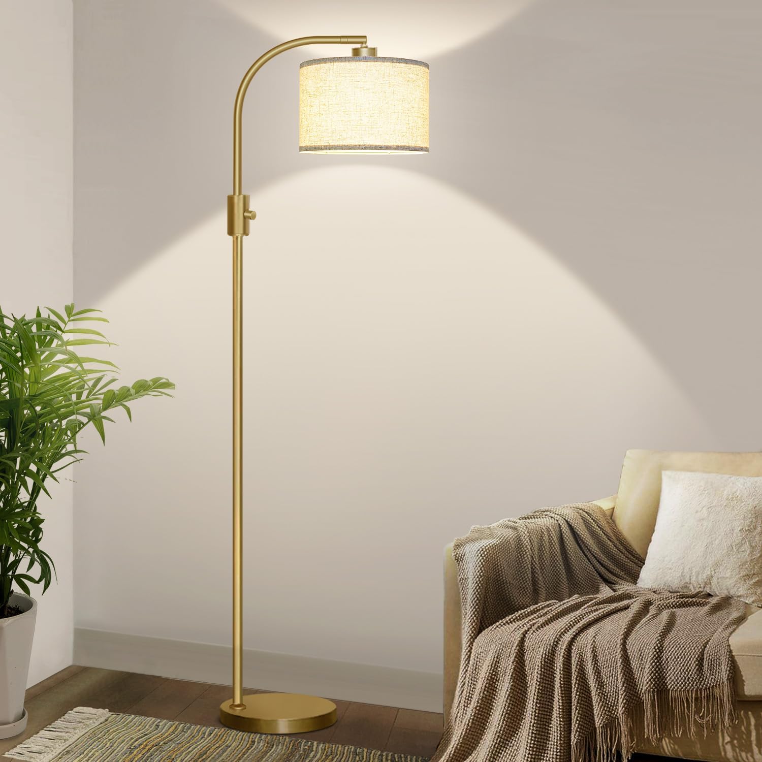 Dimmable Arc LED Linen Shade Floor Lamp