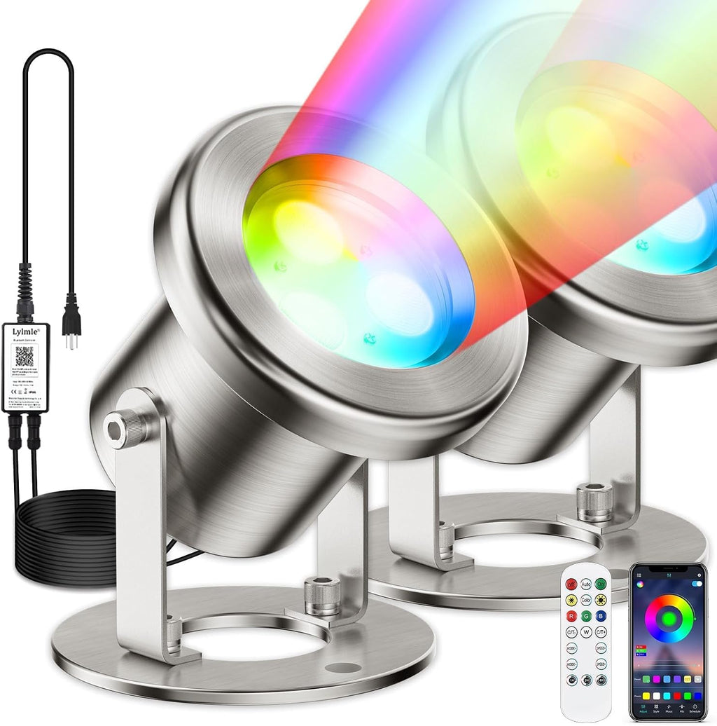APP Controlled RGB Stainless Steel Pond Lights