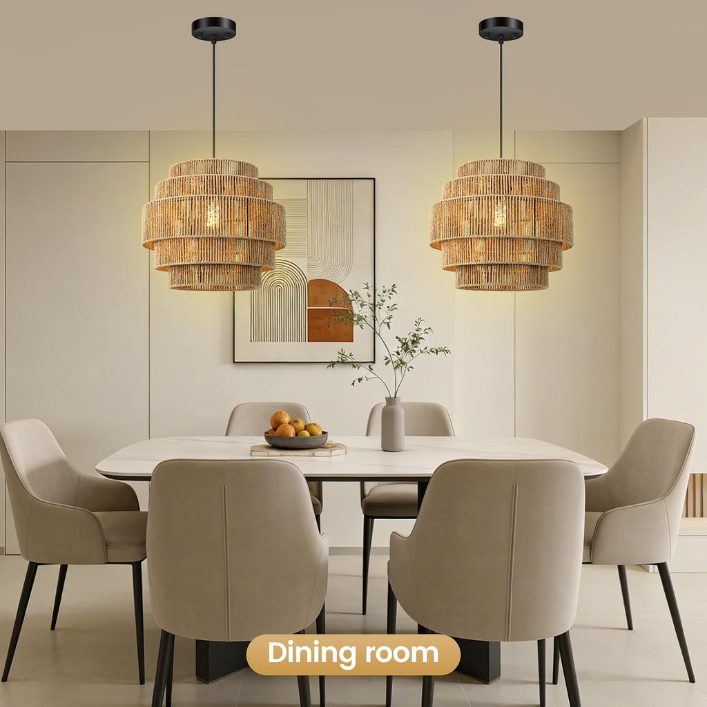 Brown Hemp Rope 5-Tier Boho Chandelier