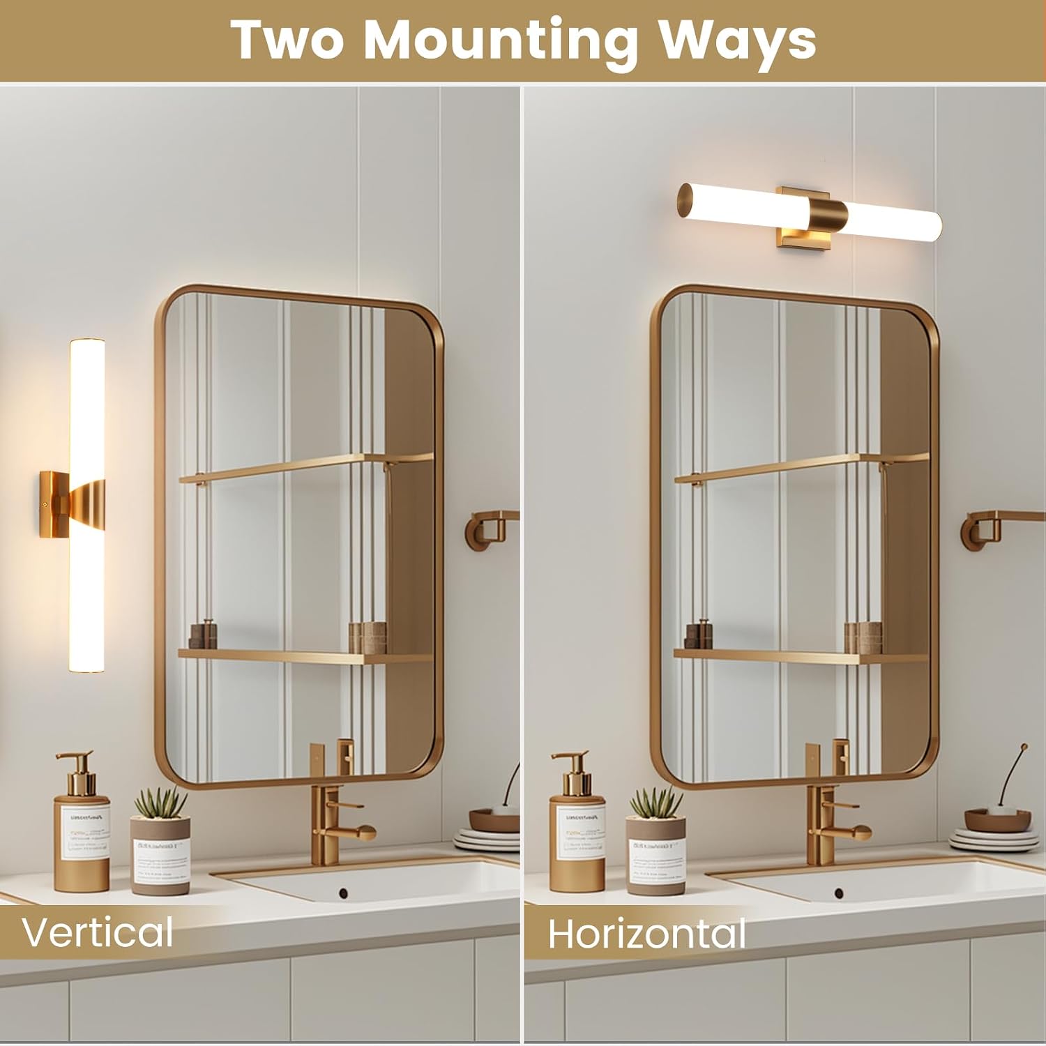 5CCT Dimmable Gold Acrylic Wall Vanity Light