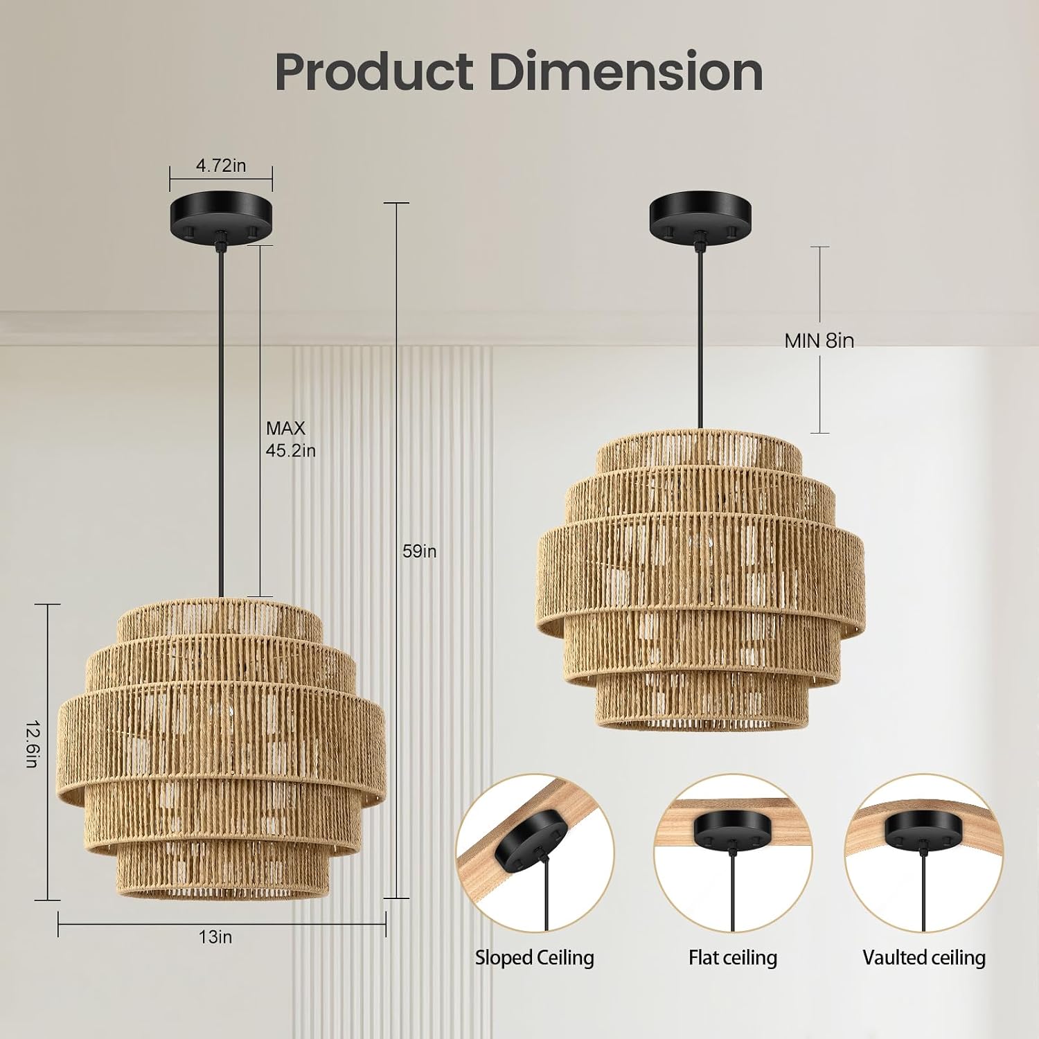 Brown Hemp Rope 5-Tier Boho Chandelier