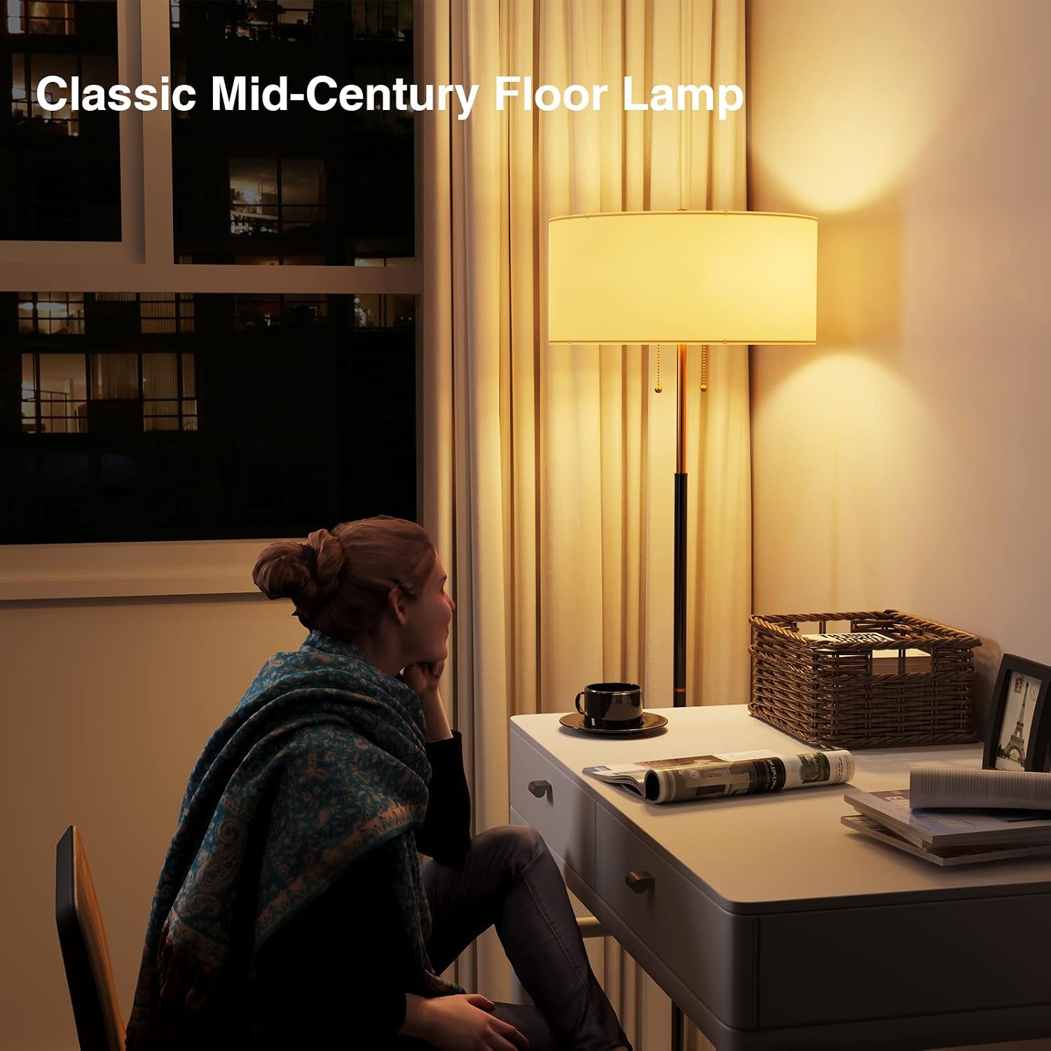 3CCT Black Gold 2-Light Floor Lamp