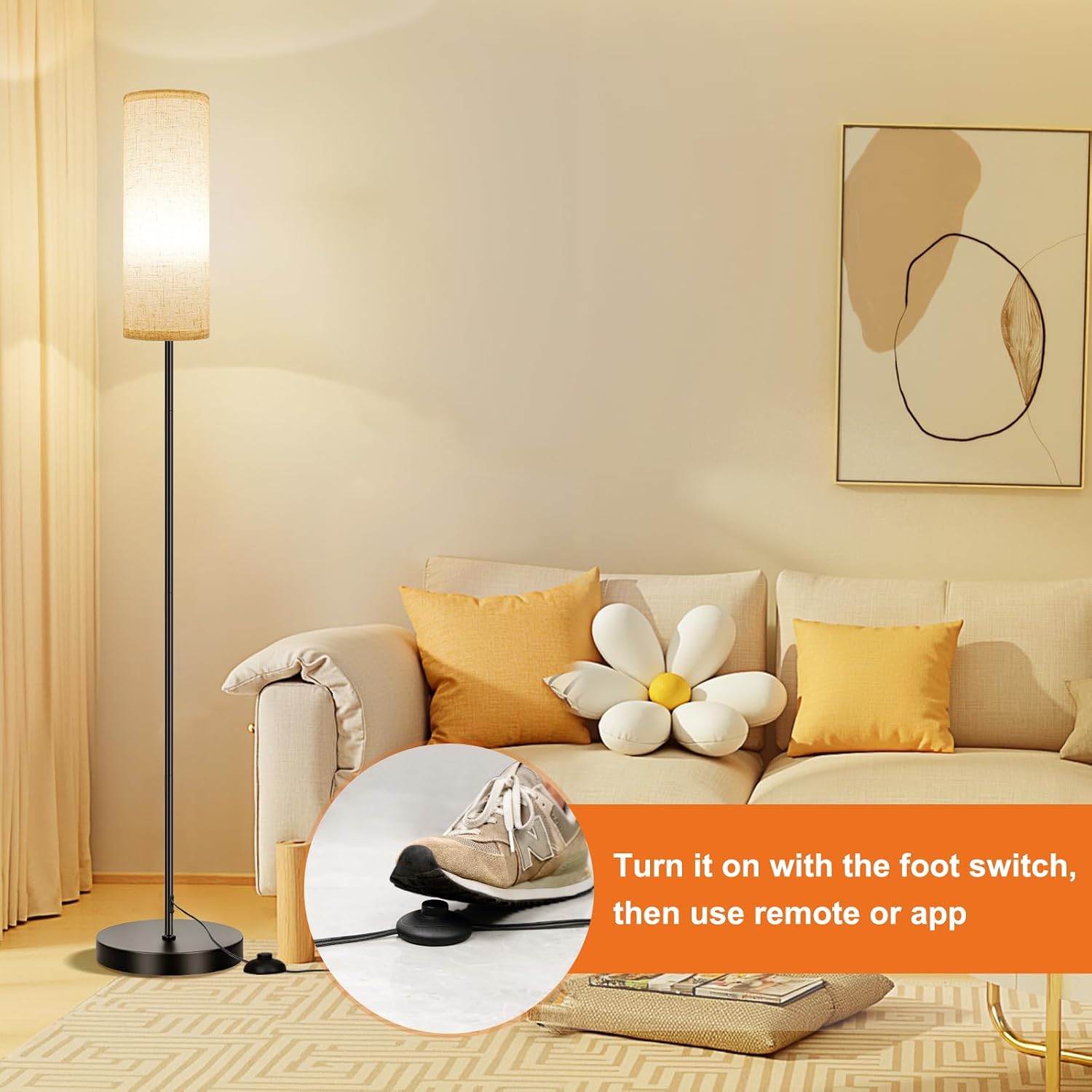 Smart RGB Adjustable Beige Shade Floor Lamp