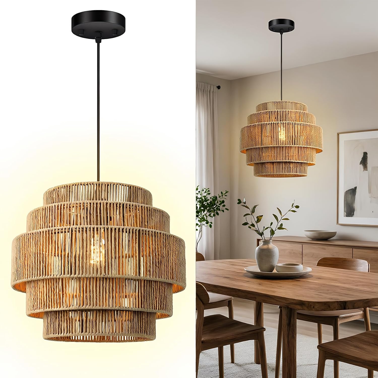 Brown Hemp Rope 5-Tier Boho Chandelier