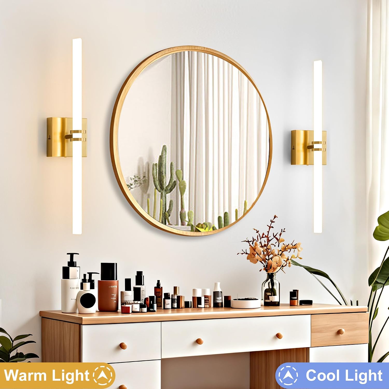 5CCT Dimmable 360° Gold Vanity Light