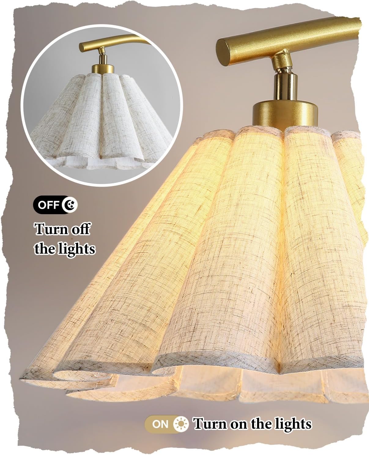 Gold Arc Pleated Linen Flower Floor Lamp