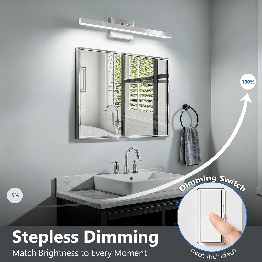 Dimmable Chrome Rotatable Bathroom Vanity Light
