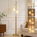 Dimmable Gold Wood 3-Light Floor Lamp