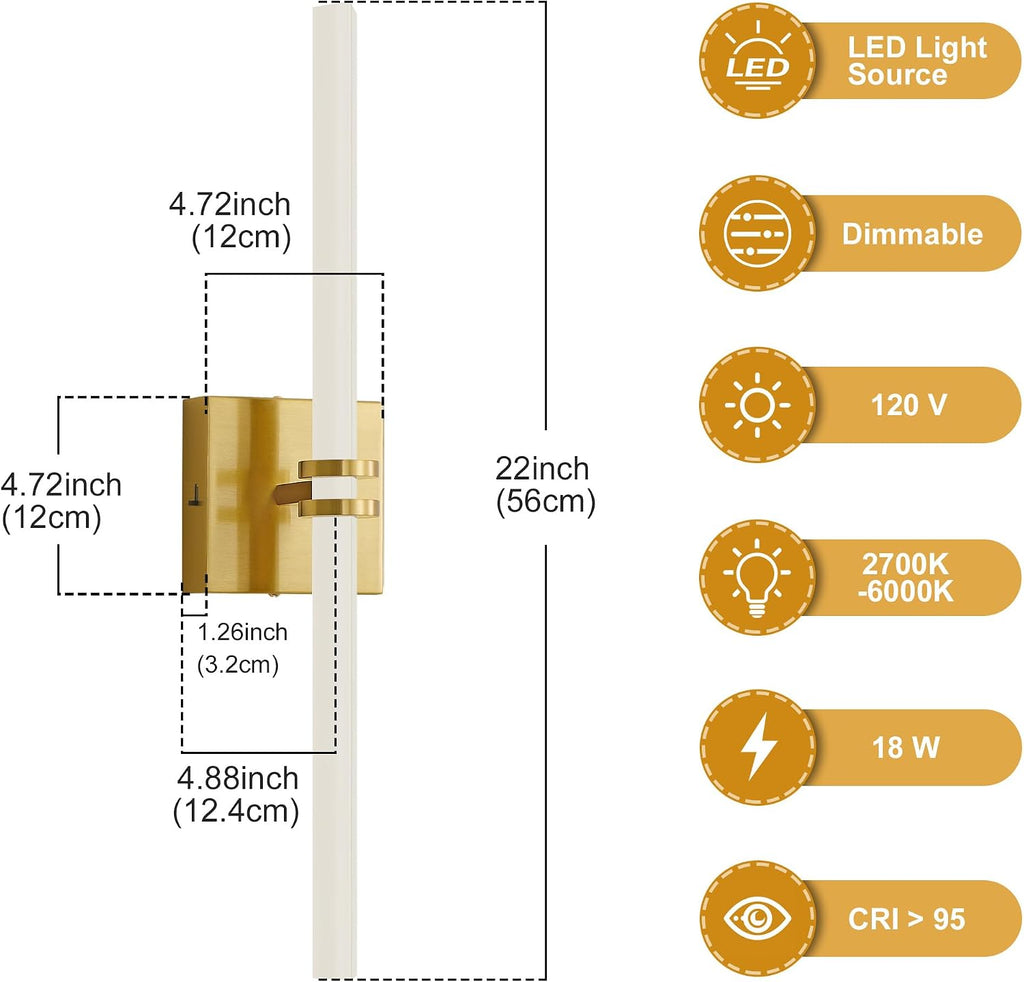 5CCT Dimmable 360° Gold Vanity Light