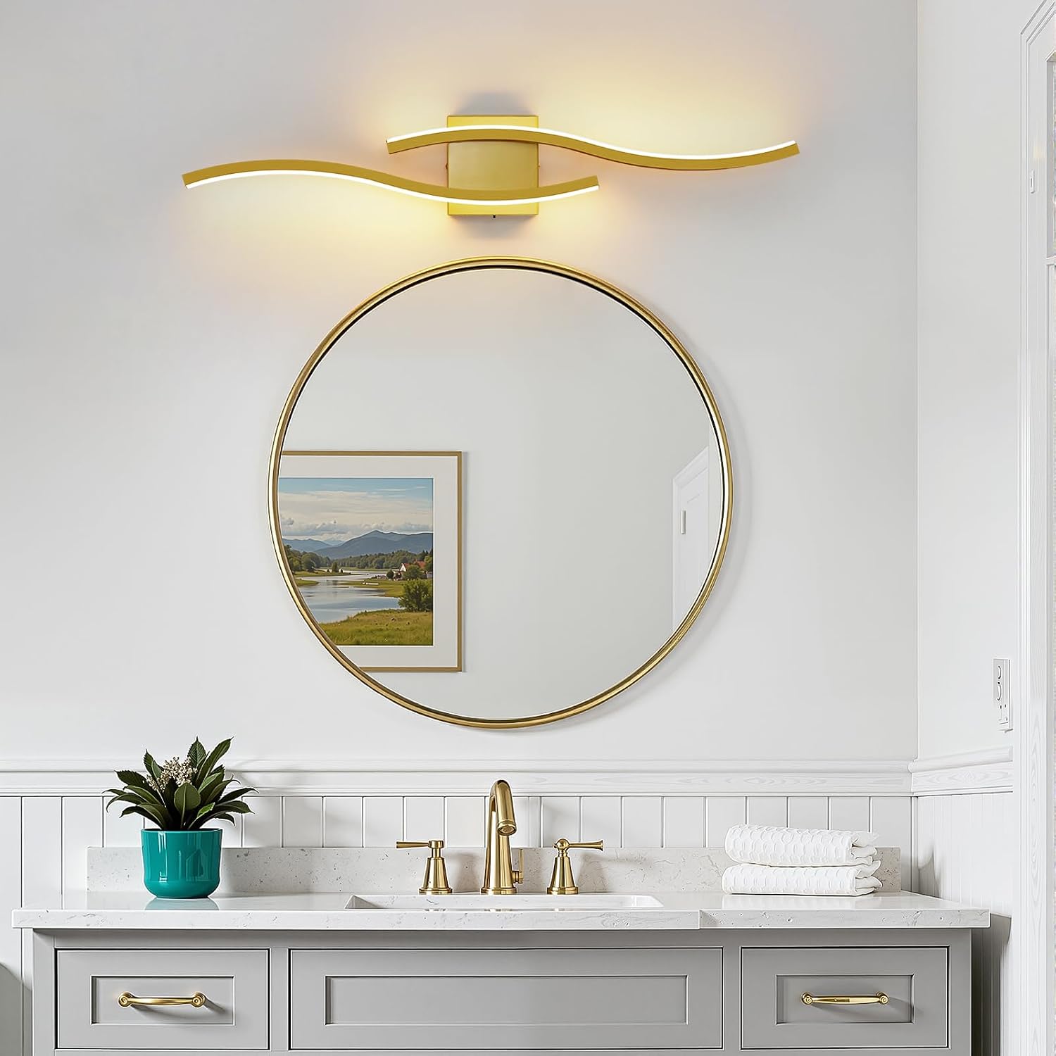 5CCT Dimmable Gold LED Vanity Light