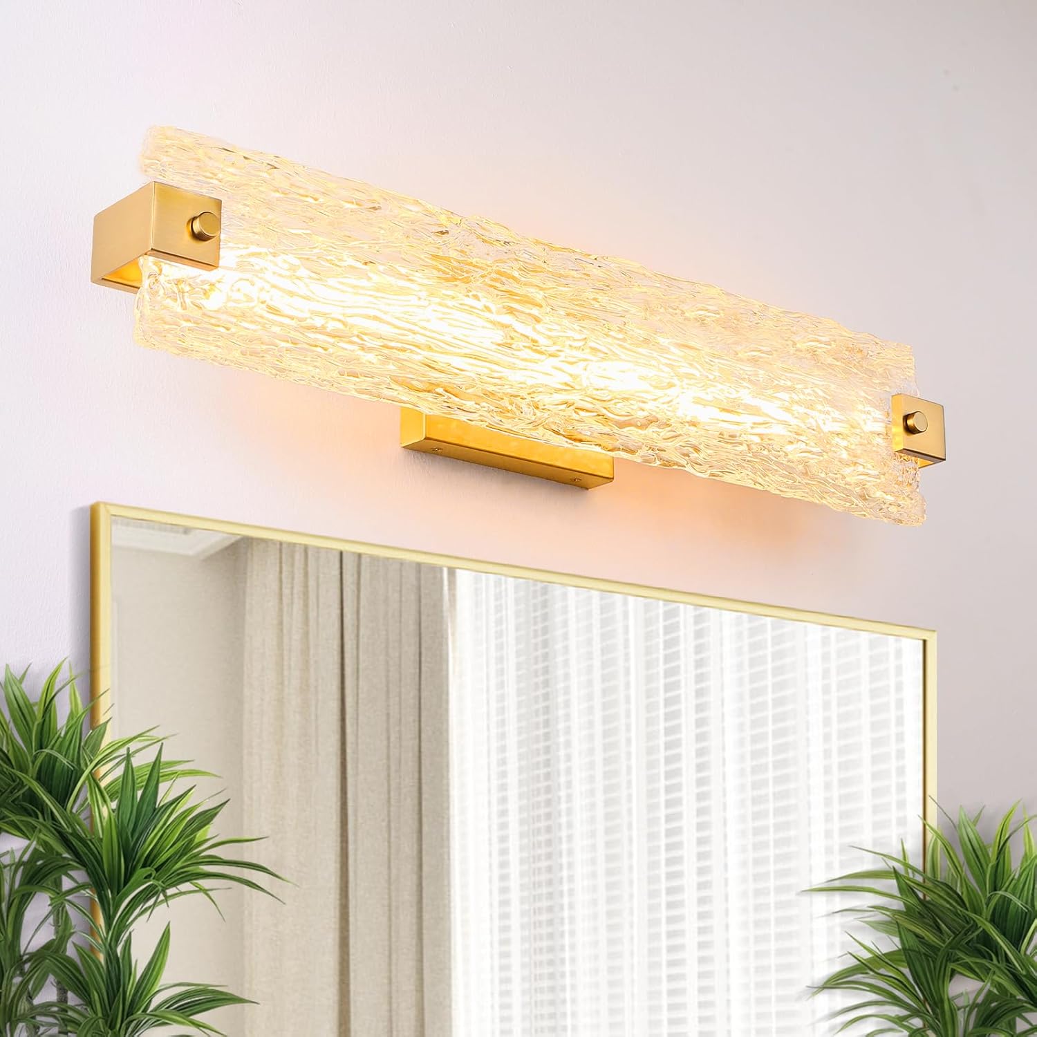 Dimmable 3CCT Crystal Gold Vanity Light