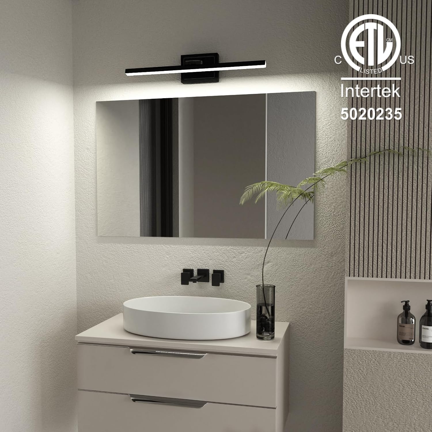 Dimmable 5CCT Black Rotatable Vanity Light