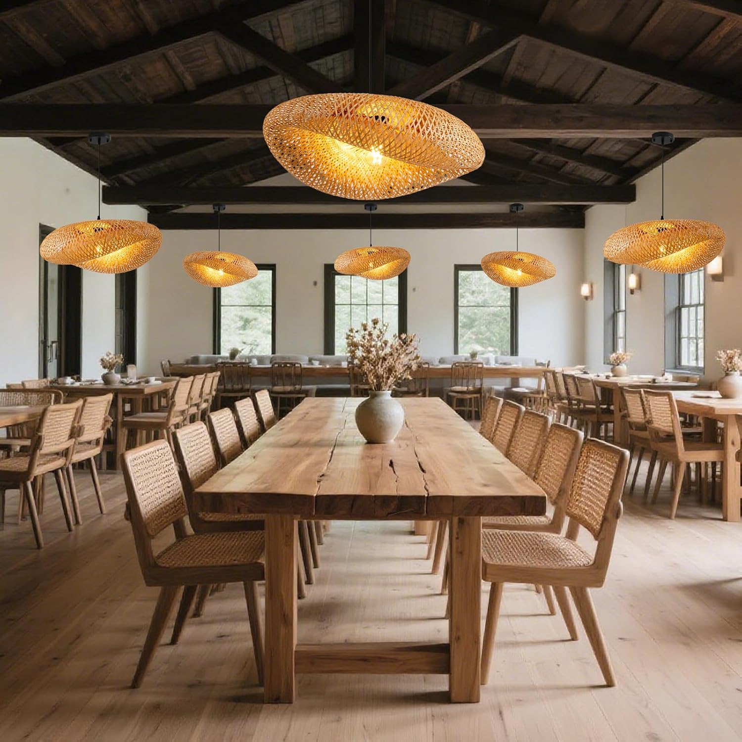 Handwoven Bamboo Rattan Ceiling Pendant Light