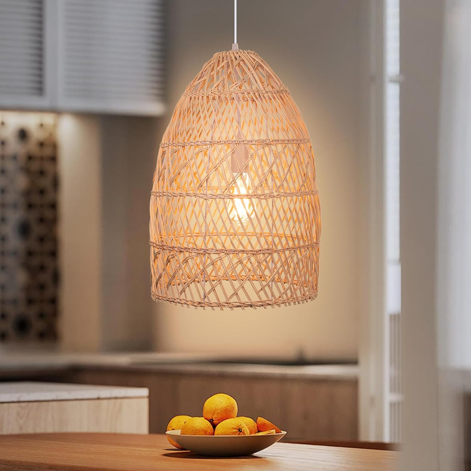 Natural Rattan Lantern Pendant Ceiling Light