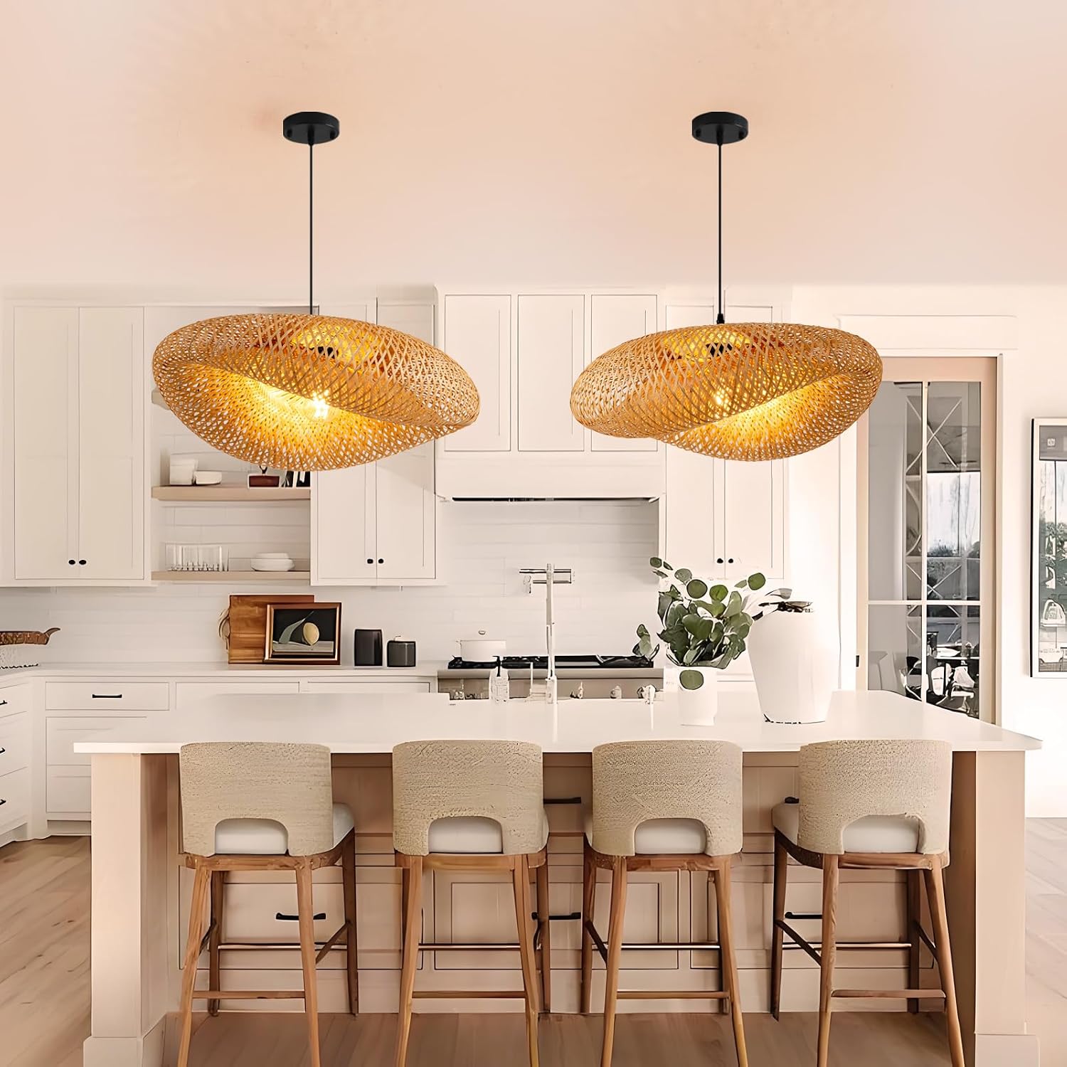 Handwoven Bamboo Rattan Ceiling Pendant Light