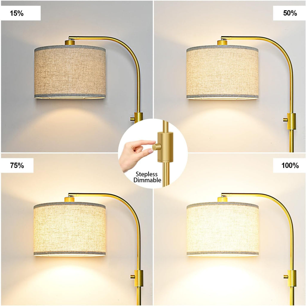 Dimmable Arc LED Linen Shade Floor Lamp