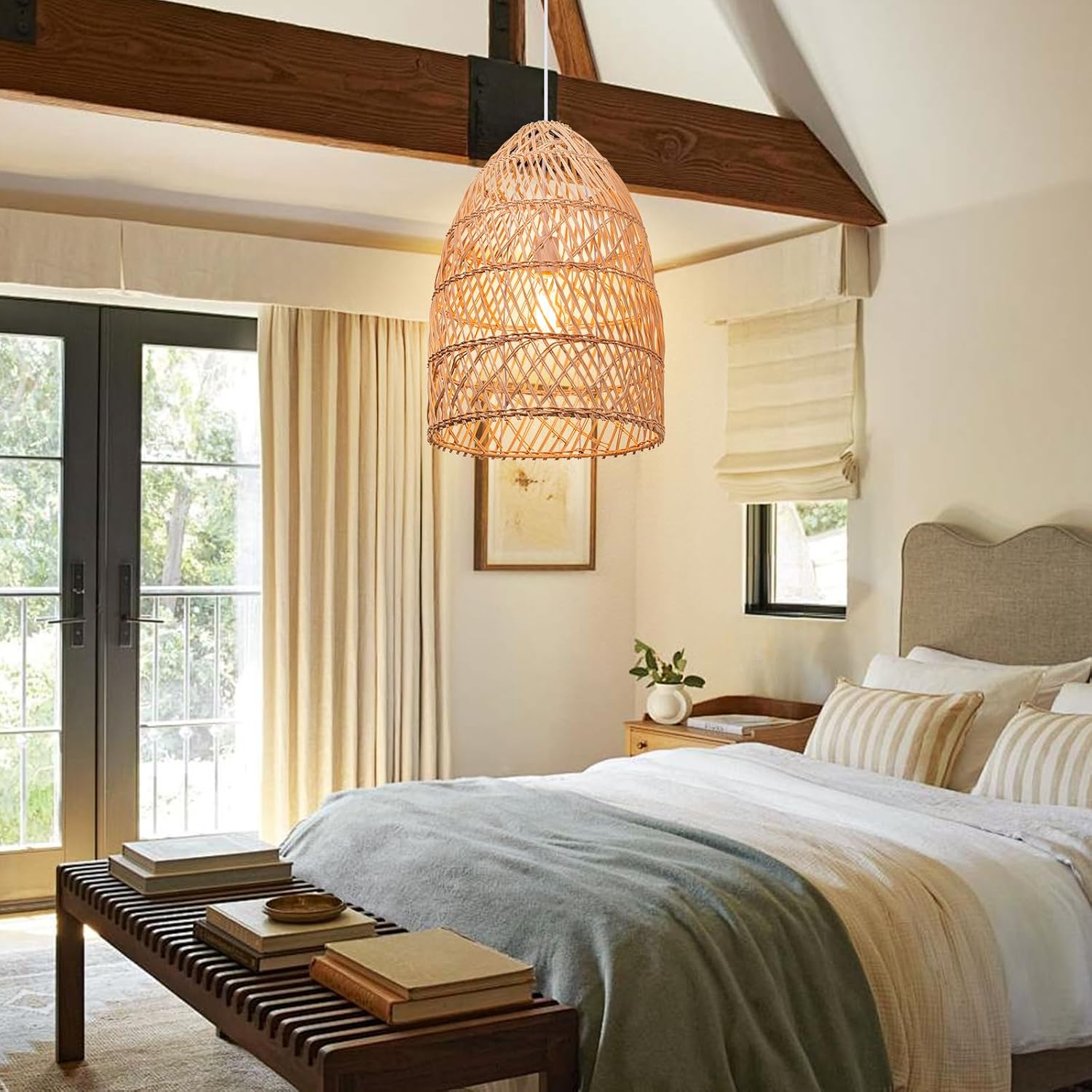 Natural Rattan Lantern Pendant Ceiling Light