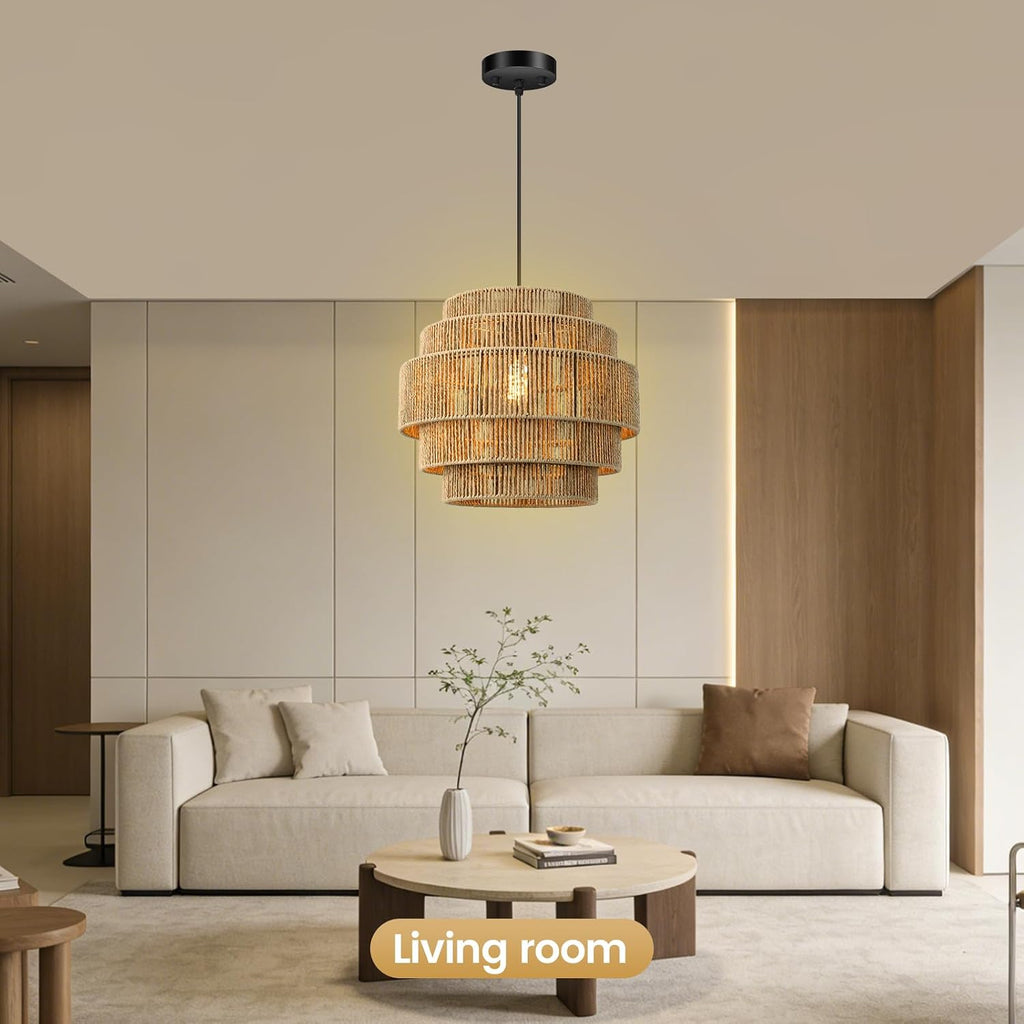 Brown Hemp Rope 5-Tier Boho Chandelier