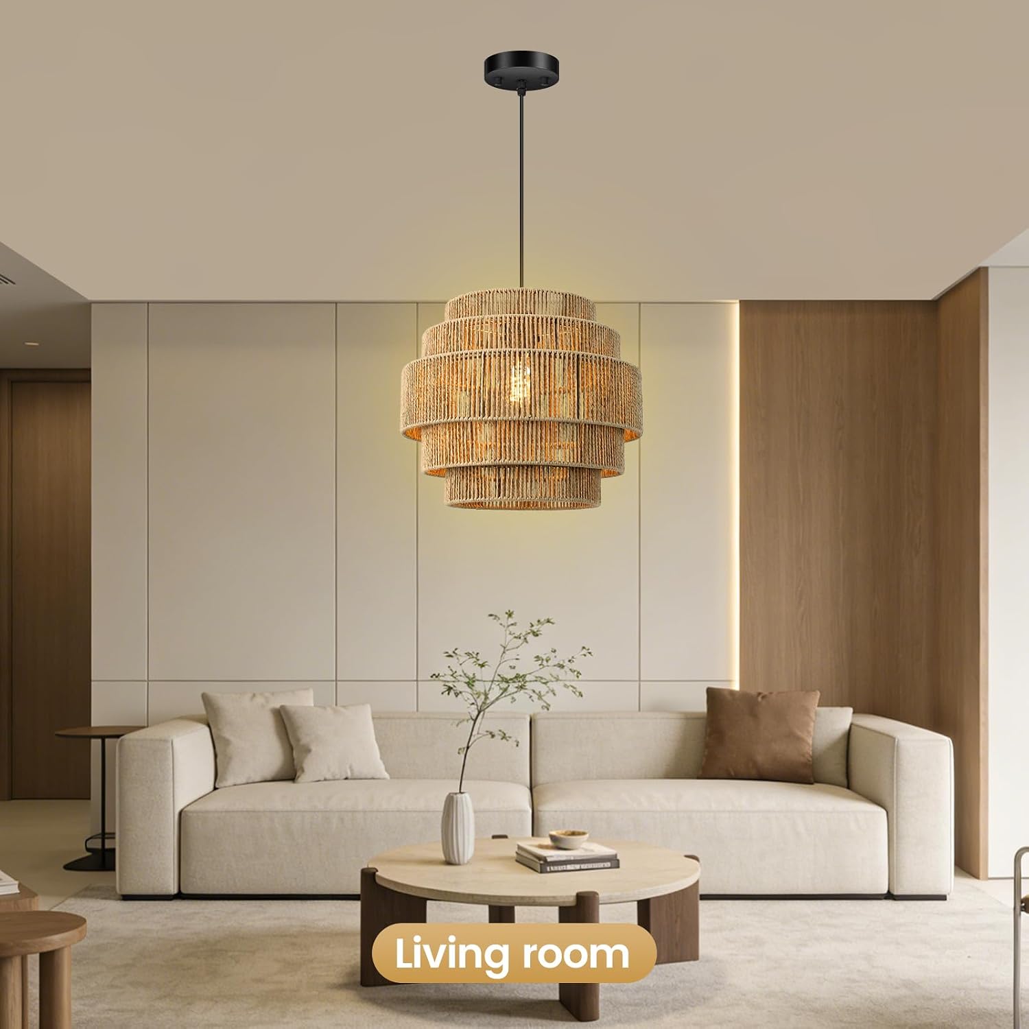 Brown Hemp Rope 5-Tier Boho Chandelier