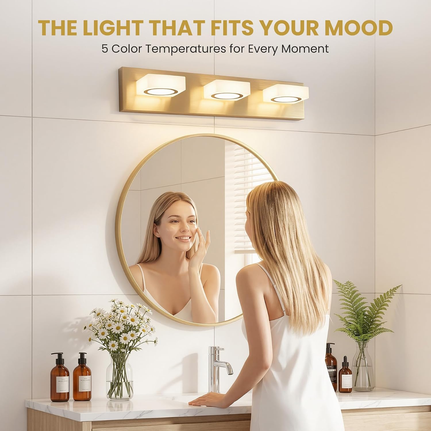 5CCT Brushed Gold LED Bathroom Vanity Light