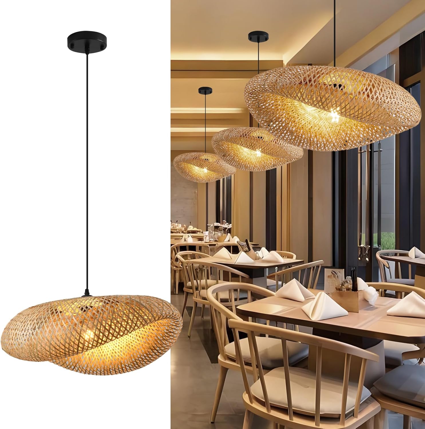 Handwoven Bamboo Rattan Ceiling Pendant Light