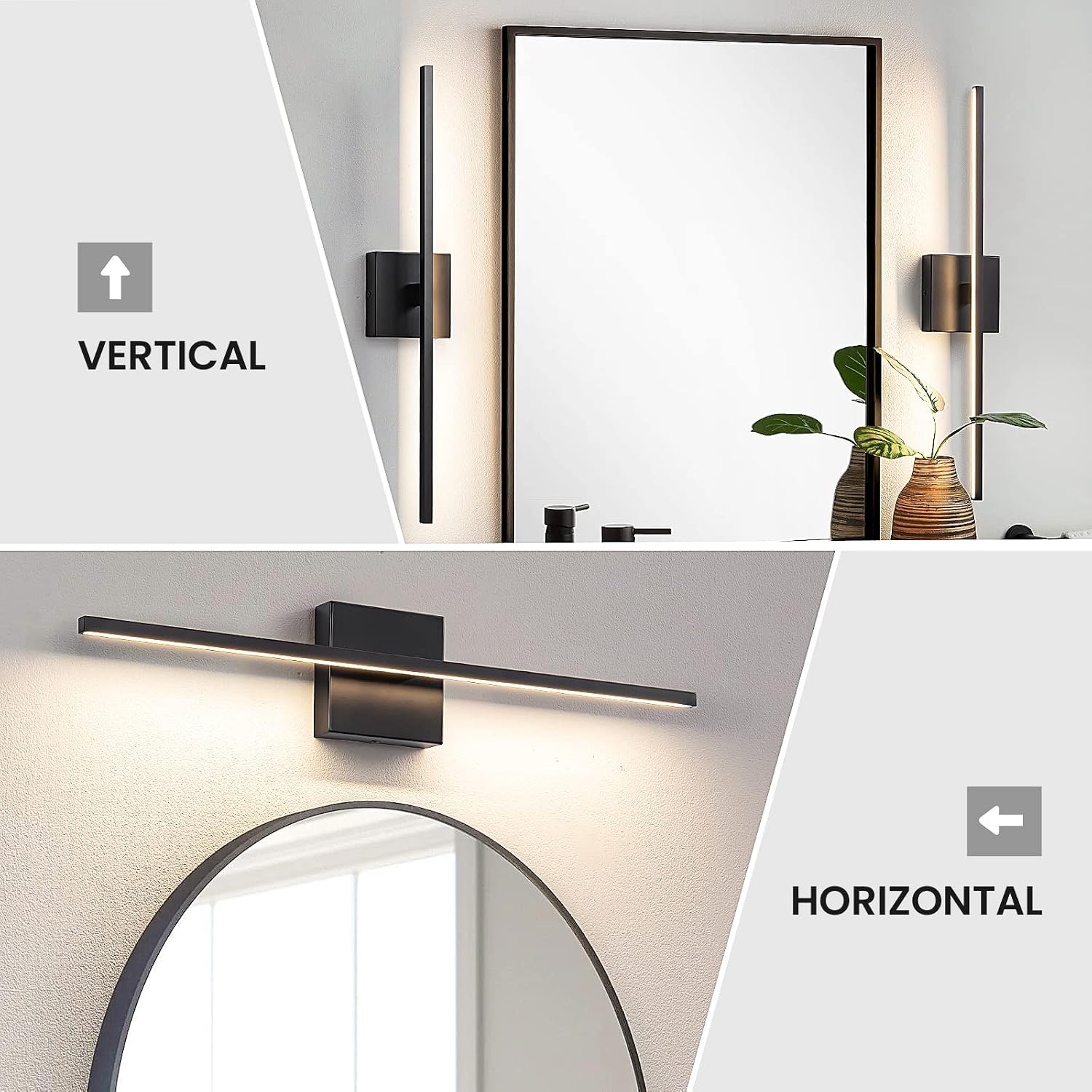 Dimmable Black LED Bathroom Vanity Light