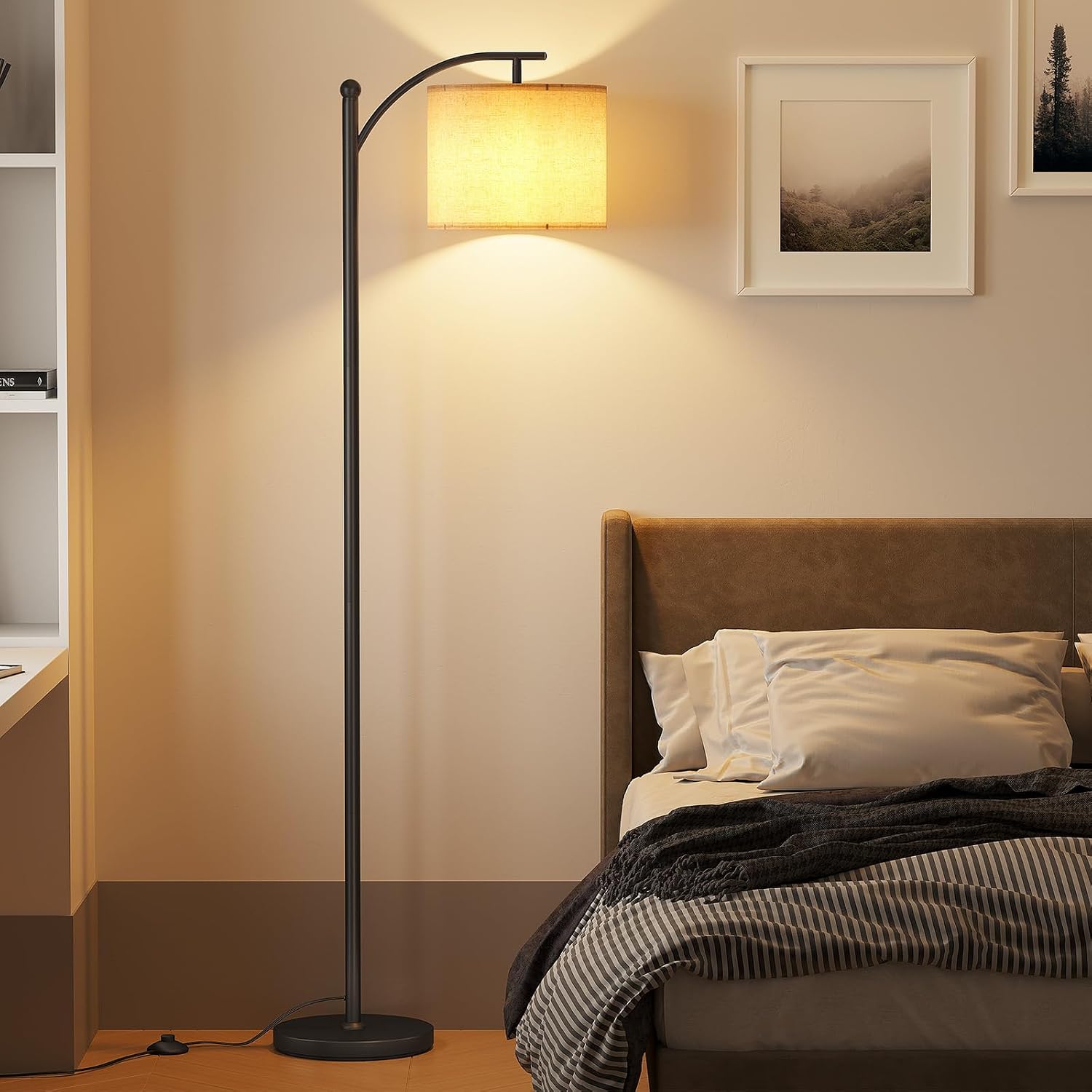 3CCT Black Adjustable Arc Floor Lamp