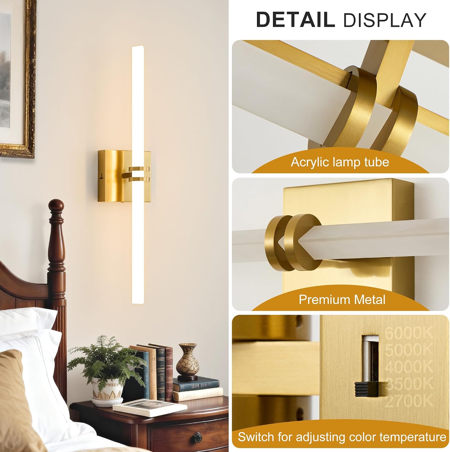 5CCT Dimmable 360° Gold Vanity Light
