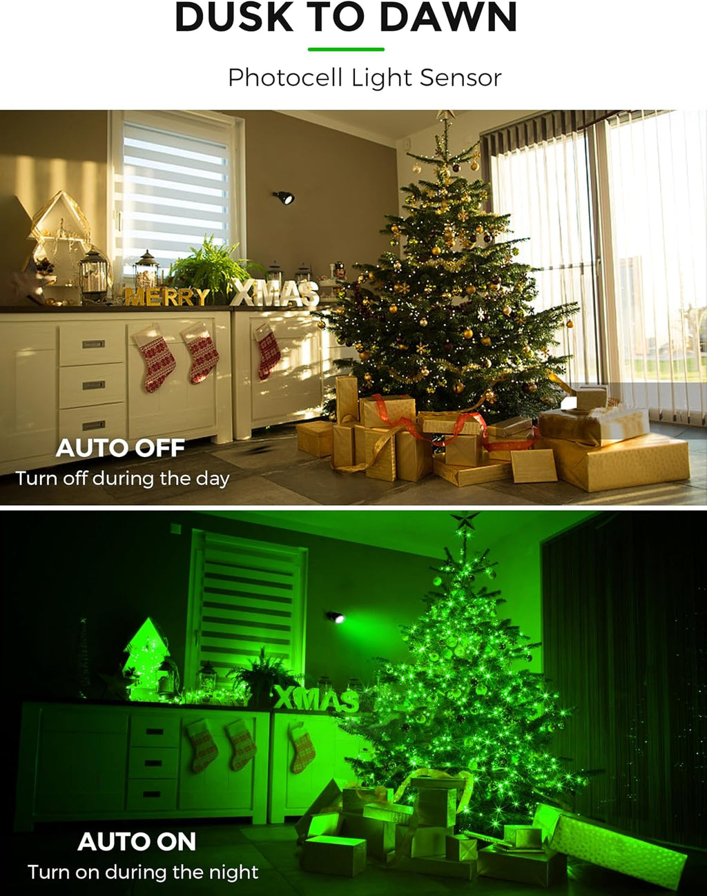 Dusk To Dawn Green LED Outdoor Spotlights