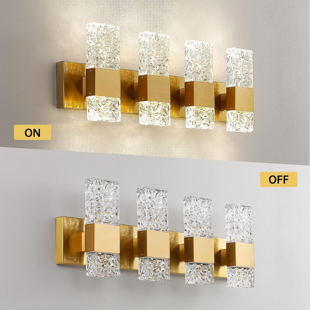 4-Light Dimmable Crystal Gold Vanity Light