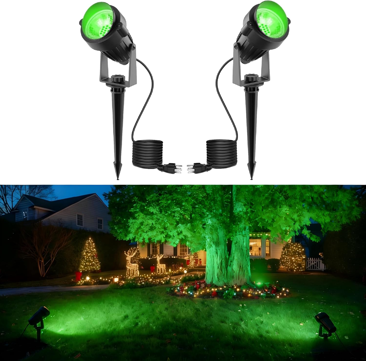 Dusk To Dawn Green LED Outdoor Spotlights