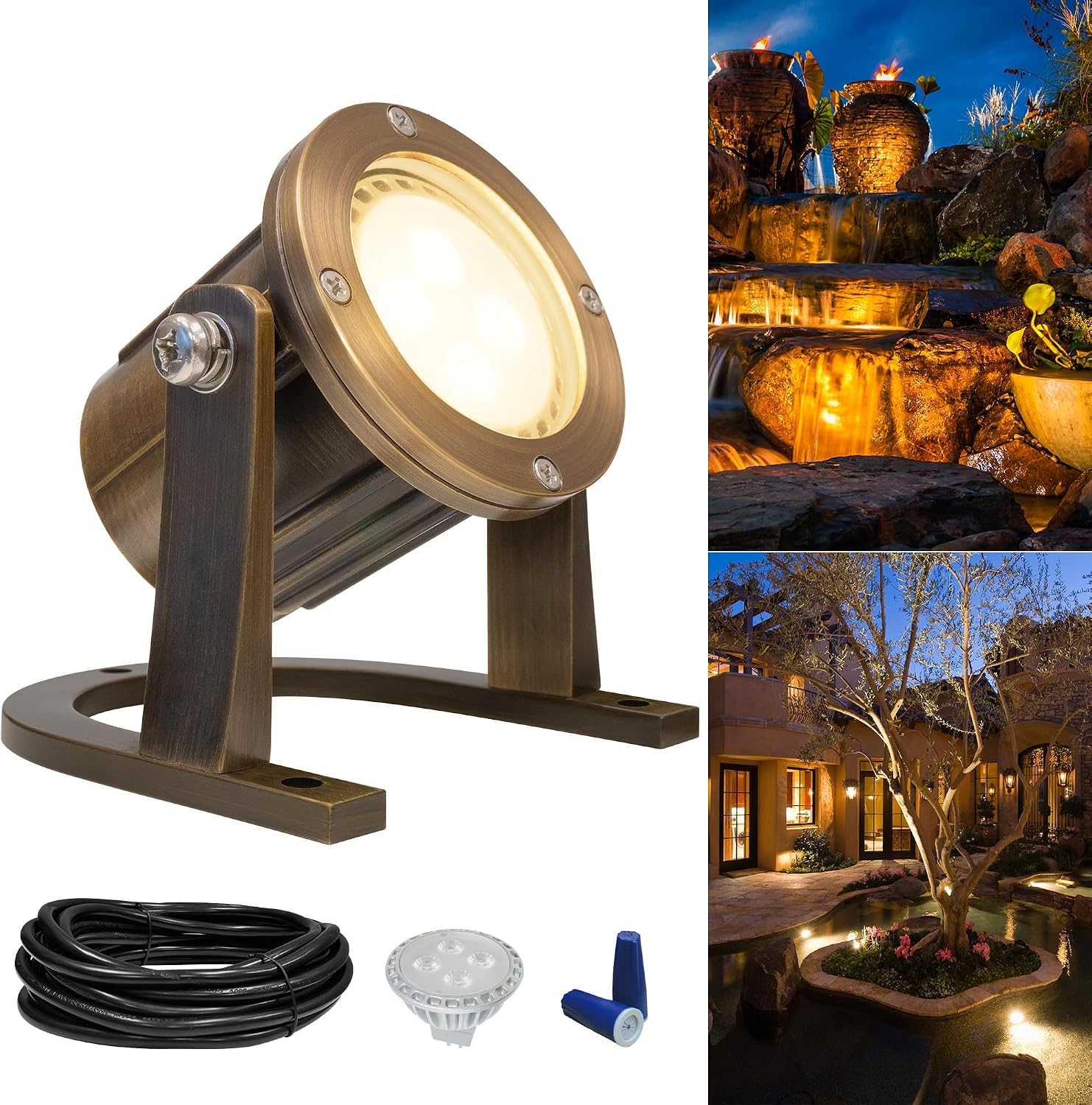 Brass Low Voltage LED Underwater Pond Lights