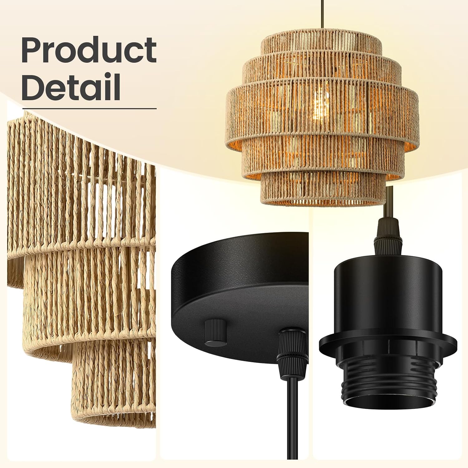 Brown Hemp Rope 5-Tier Boho Chandelier