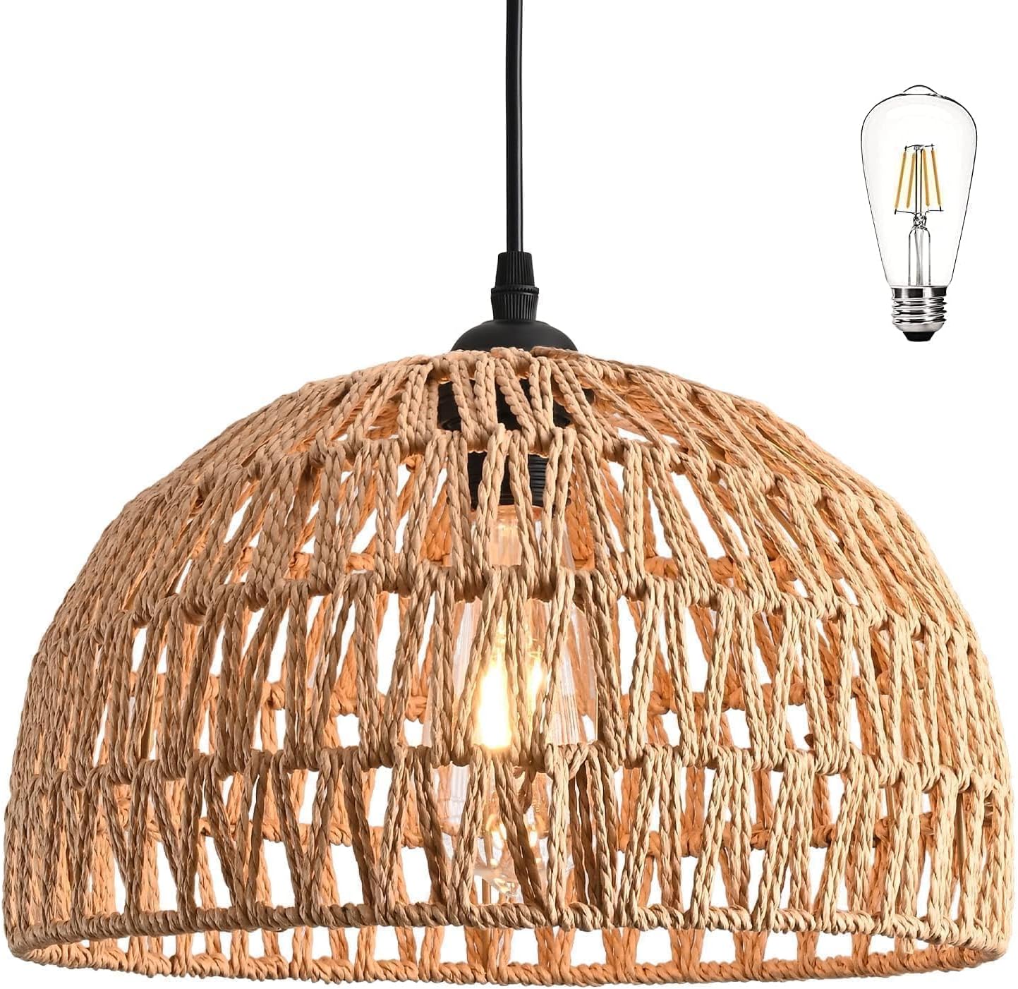 Dome Hemp Rope Boho Pendant Chandelier