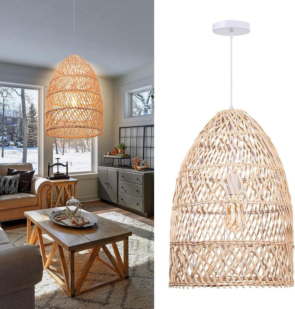 Natural Rattan Lantern Pendant Ceiling Light